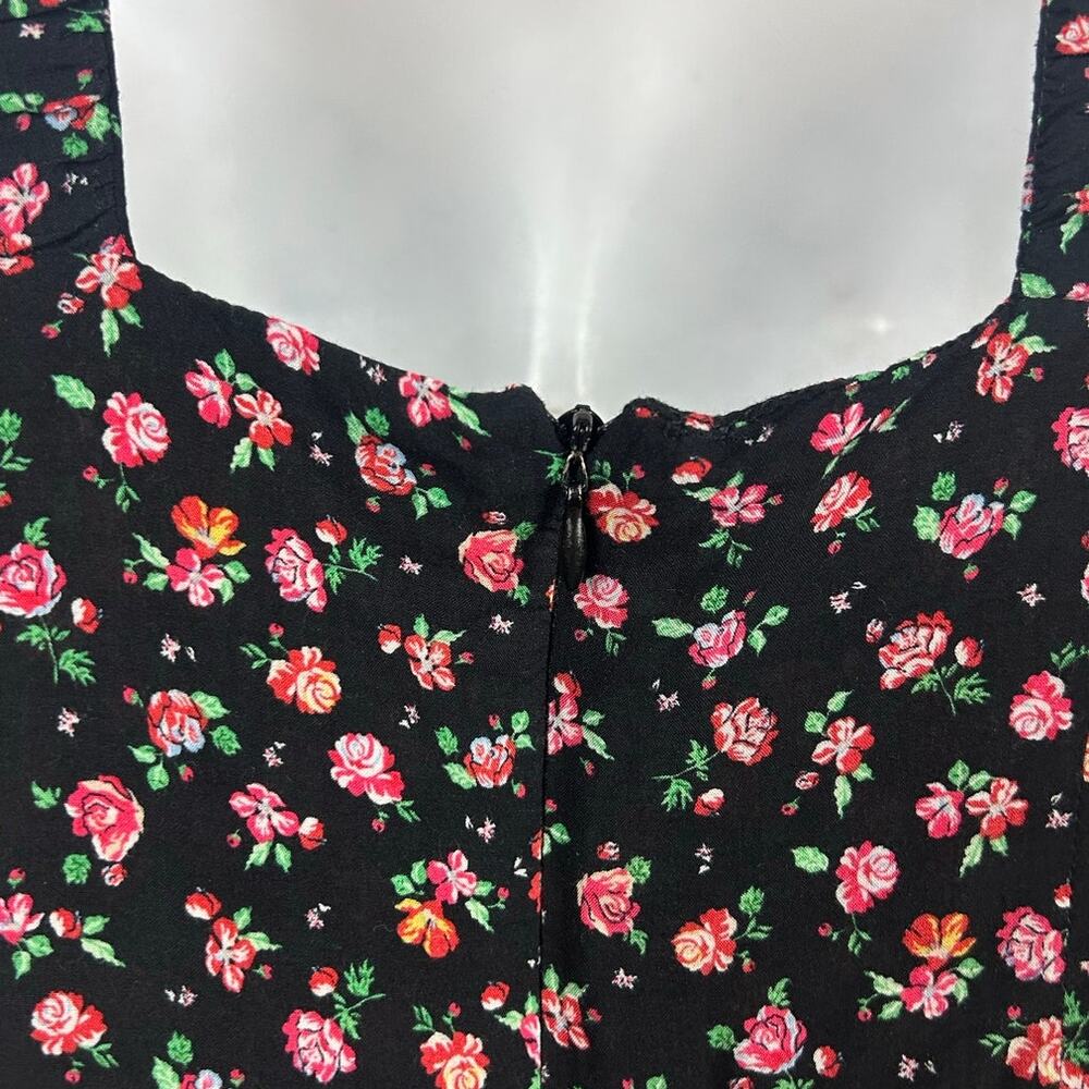 Zara Black Floral Midi Dress size S - Picture 3 of 8
